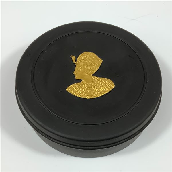 Wedgwood Egyptian Black Basalt with Gold Medallion Lidded Box