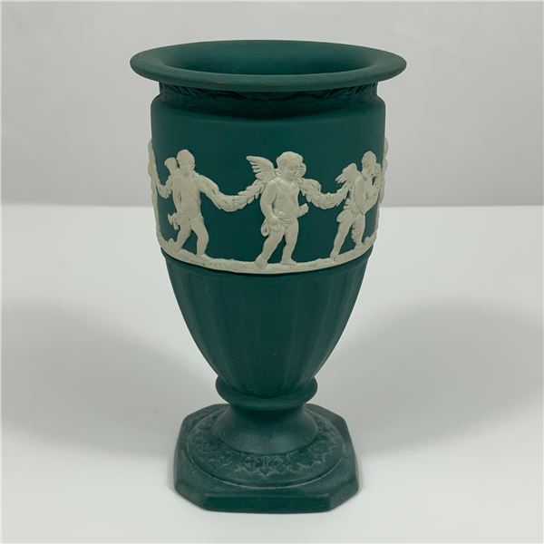 Wedgwood Sage Green Jasperware Miniature Pedestal Flower Vase