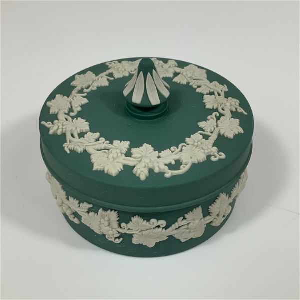 Wedgwood Sage Green Jasperware Round Trinket Dish with Lid