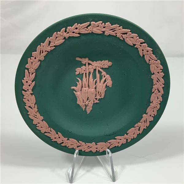 Wedgwood Pink on Spruce Green Jasperware Saucer Dish