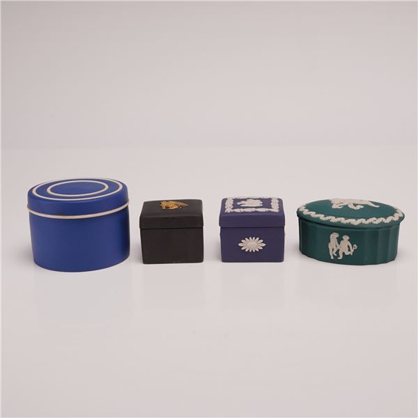 Four Piece Collection of Wedgwood Jasperware Lidded Trinket Boxes