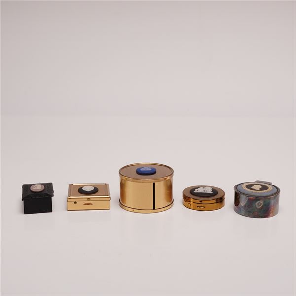 Five Metal Decorative Boxes with Wedgwood Jasperware Insets