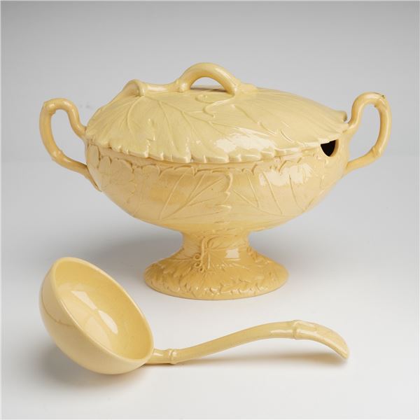 A Trio of Wedgwood Caneware Items Comprising a Footed Tureen with Lid and Ladle