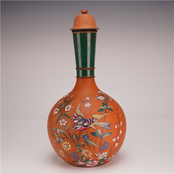 Wedgwood Rosso Antico Enameled Water Bottle and Stopper