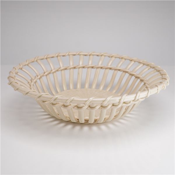 Wedgwood Creamware Open Weave Basket, 19th Century, Reticulated Lattice Design