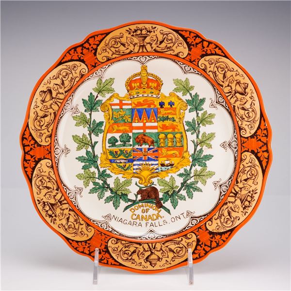 Wedgwood Etruria Earthenware Commemorative Plate, Dominion of Canada Coat of Arms