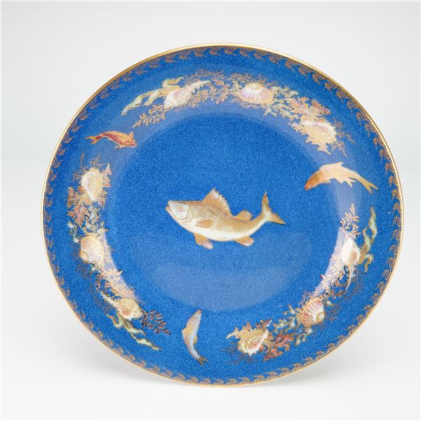 Wedgwood Blue Ground Fish Cabinet Plate from the Rubin Collection