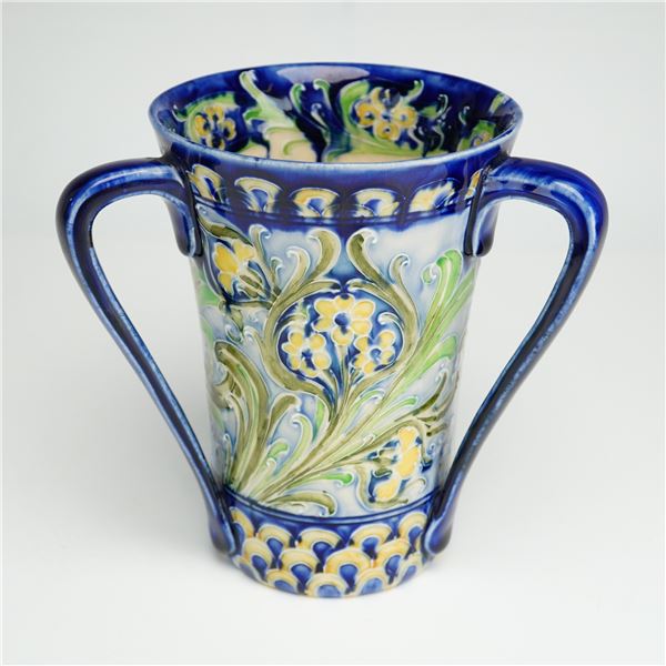 James Macintyre by William Moorcroft Florian Ware Three-Handle Vase, Forget-Me-Nots