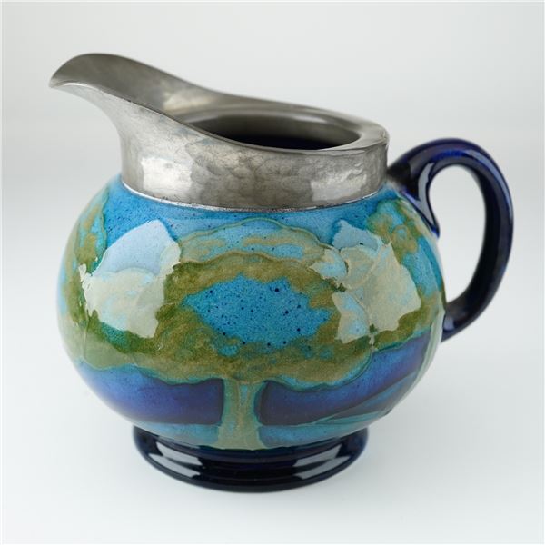Moorcroft Pottery and Pewter Creamer, Moonlit Blue
