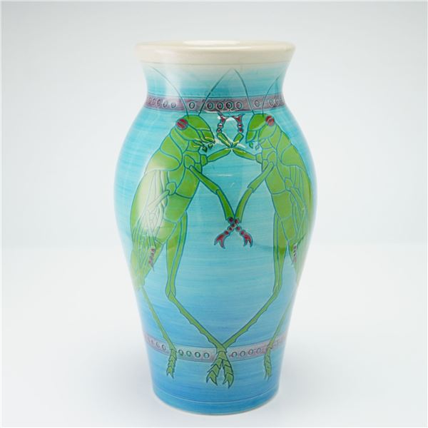 Dennis China Works Pottery by Sally Tuffin Grasshopper Vase