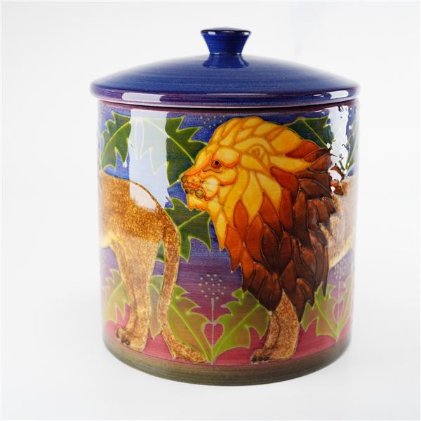 Sally Tuffin for Dennis China Works Lidded Jar, Lions