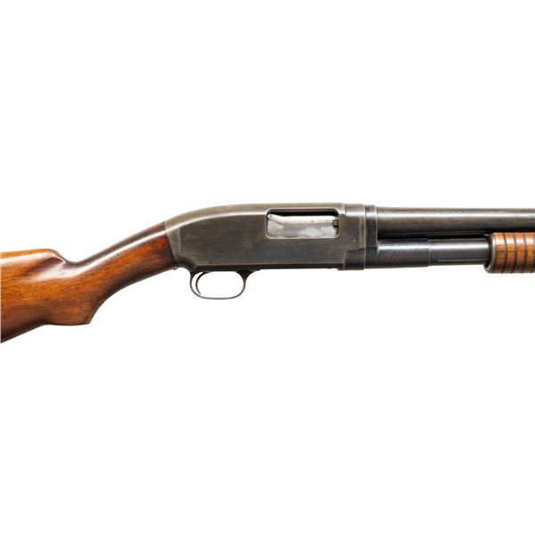PRE-WAR WINCHESTER MODEL 12 PUMP ACTION SHOTGUN.