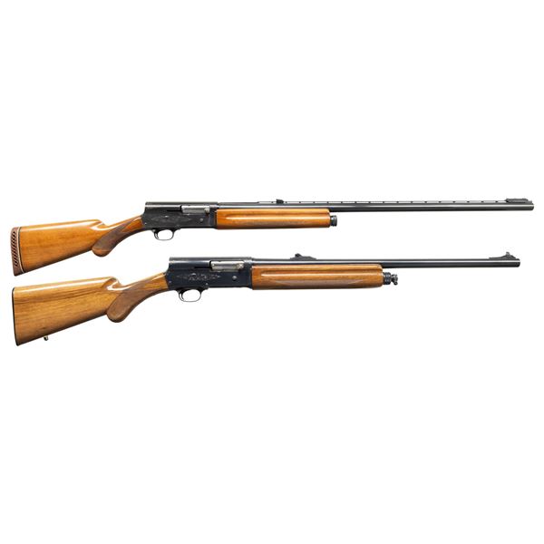 2 BELGIAN BROWNING A5 SEMI AUTO SHOTGUNS.
