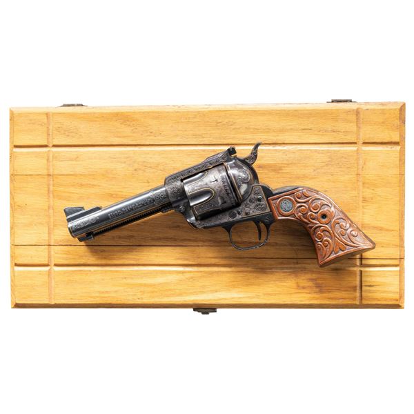 ENGRAVED RUGER OLD MODEL 357 BLACKHAWK REVOLVER.