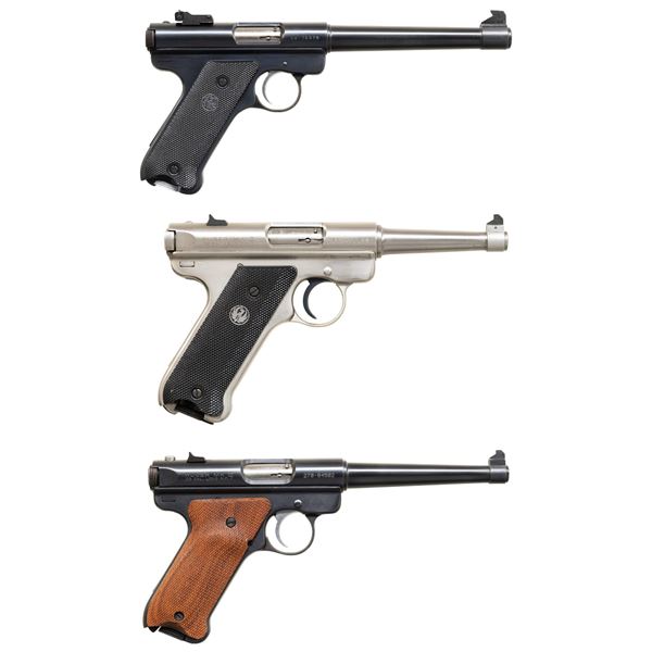 3 RUGER 22 LR SEMI-AUTO PISTOLS; MARK I, II & III.