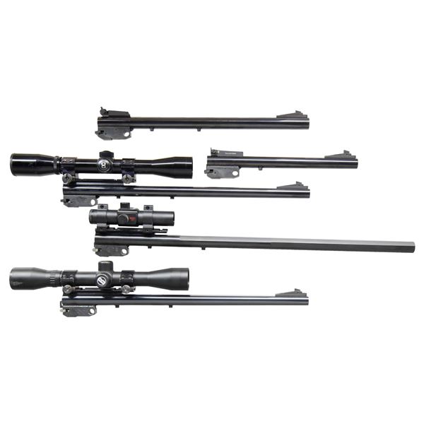 5 TCA CONTENDER BARRELS; 2 PISTOL & 3 RIFLE.