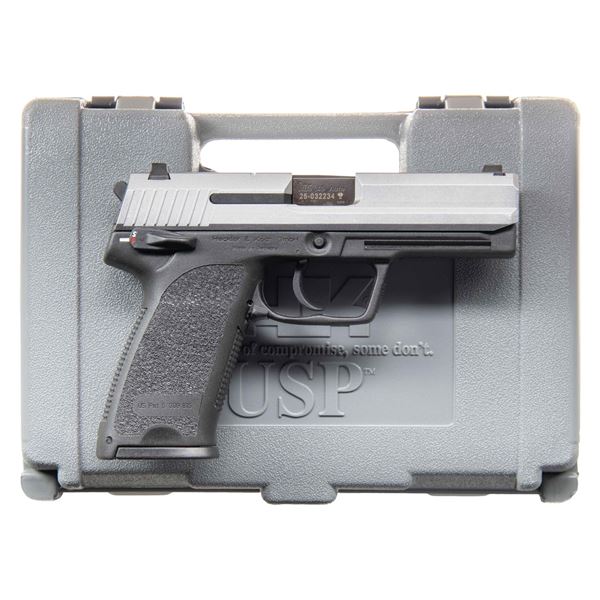 TWO TONE H&K USP 45 SEMI AUTO PISTOL.
