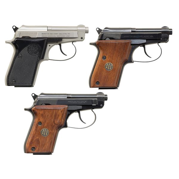 3 BERETTA 21A SEMI AUTO PISTOLS.