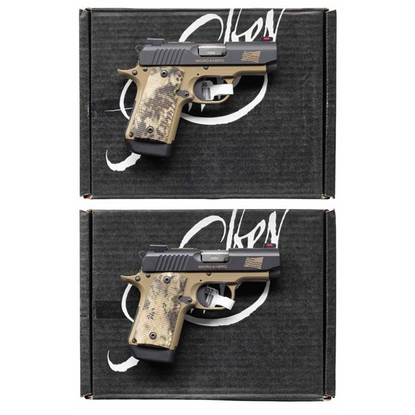 LOT OF TWO KIMBER MICRO 9 HERO SEMI AUTO PISTOLS.