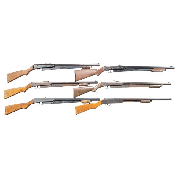 SIX DAISY PUMP ACTION BB GUNS.