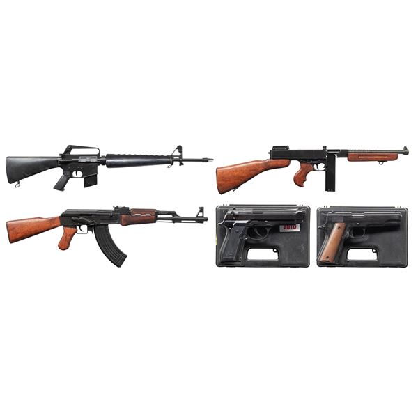 3 DENIX REPLICAS & 2 BRUNI BLANK FIRING GUNS.