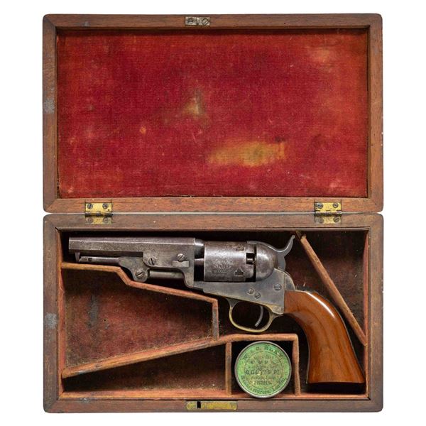 CASED COLT 1849 POCKET PERCUSSION REVOLVER.