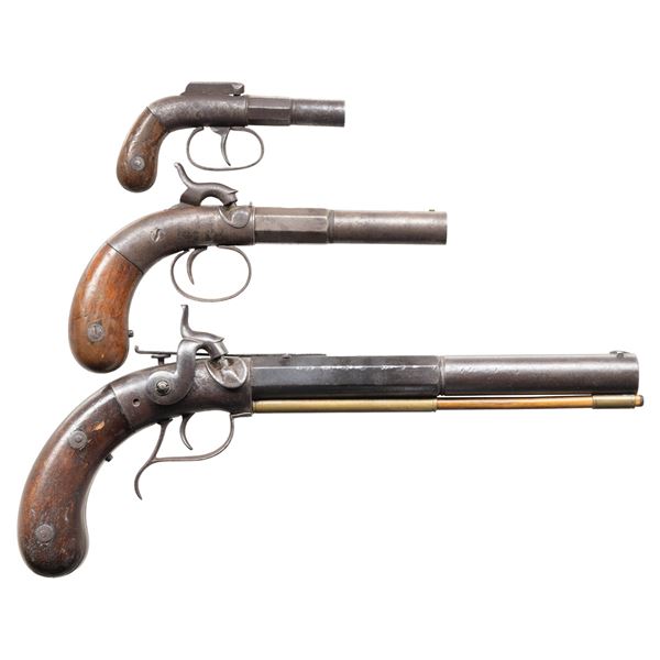 THREE ALLEN & THURBER PERCUSSION PISTOLS.