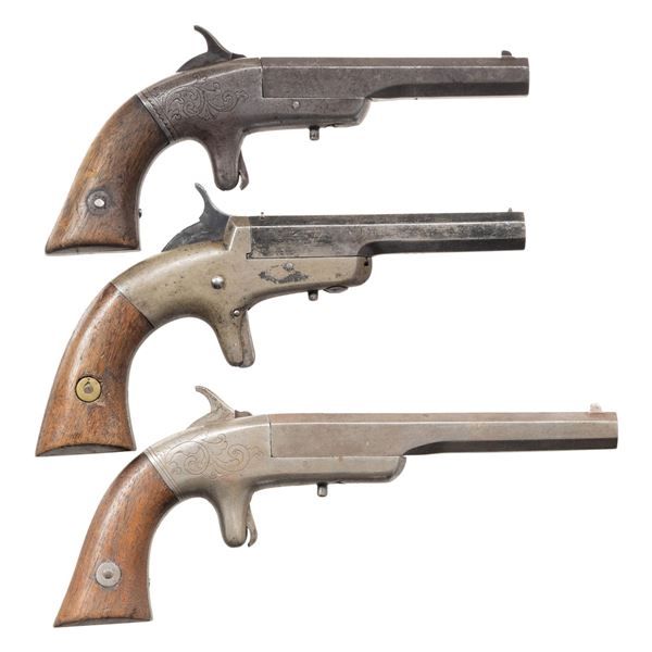 THREE BACON MFG. CO. SINGLE SHOT PISTOLS.