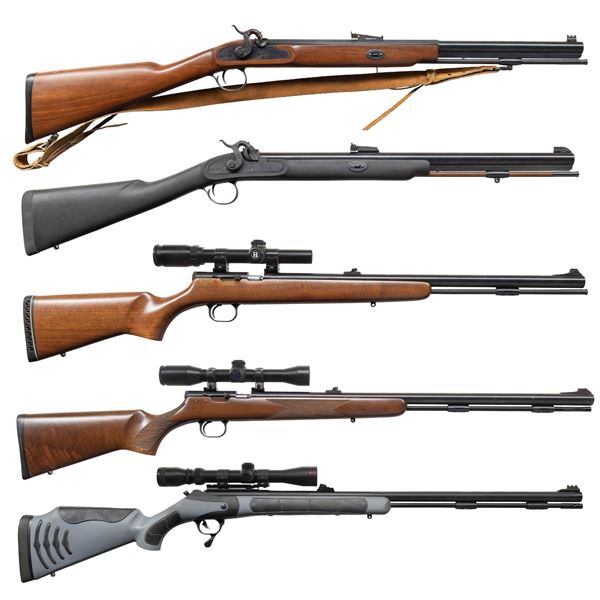 5 MODERN BLACK POWDER HUNTING RIFLES.
