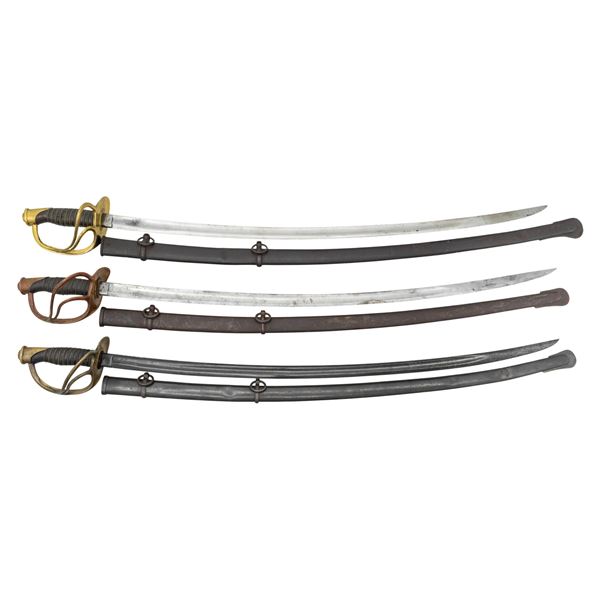 THREE GOOD CIVIL WAR CAVALRY SABERS.