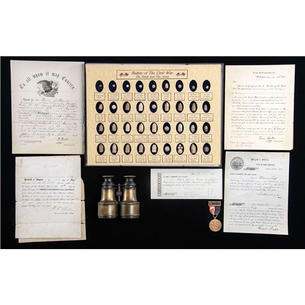 CIVIL WAR BULLET COLLECTION, FIELD GLASSES,