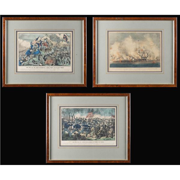 LOT OF 3 FRAMED CURRIER & IVES CIVIL WAR PRINTS &