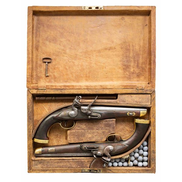 PAIR OF BELGIAN / DUTCH FLINTLOCK NAVAL PISTOLS