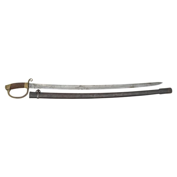 PERSIAN PATTERNED 1881 DRAGOON SWORD & SCABBARD.