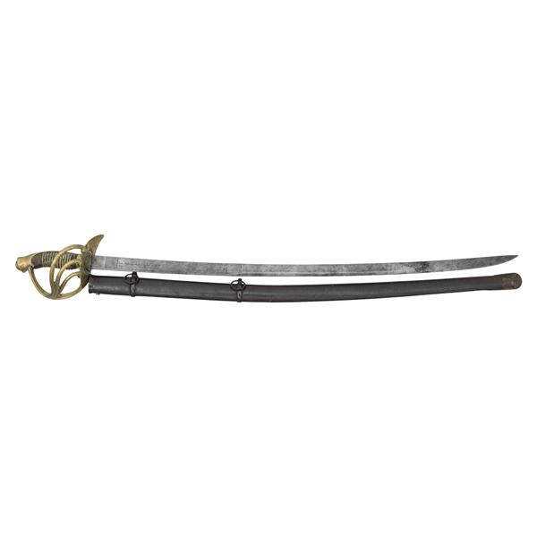 SPANISH TOLEDO CAVALRY SABER WITH SCABBARD.