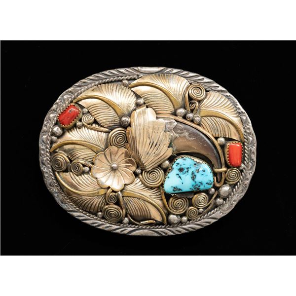"JERRY BAHE" SIGNED NAVAJO SILVER TURQUOISE & BEAR