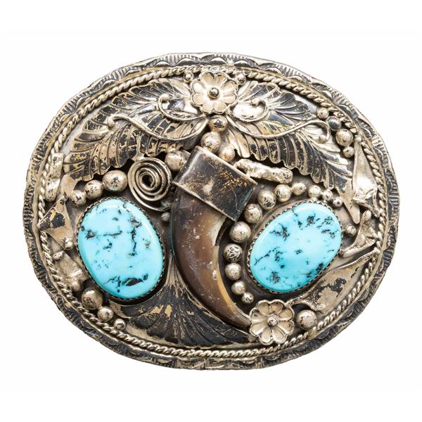 "FRED GUERRO" SIGNED NAVAJO STERLING TURQUOISE &