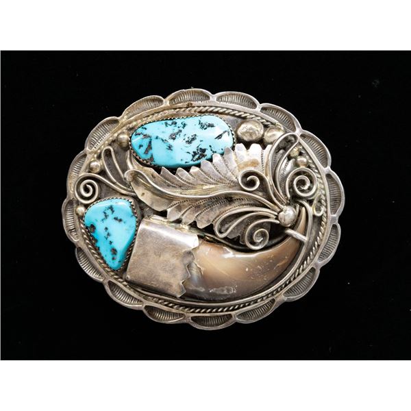 "GENEVA APACHITO" SIGNED SILVER NAVAJO TURQUOISE &