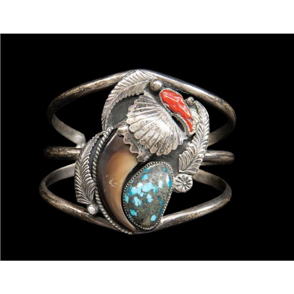 "JAMES TOADLENA" SIGNED NAVAJO SILVER TURQUOISE &