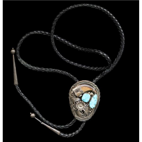 STERLING "SPENCER" SIGNED NAVAJO TURQUOISE & CLAW