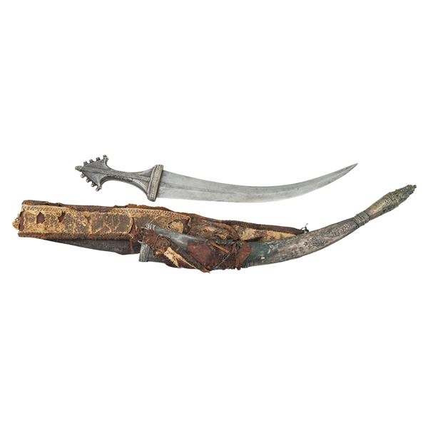 MIDDLE EASTERN WAHABITE SILVER KHANJAR DAGGER &