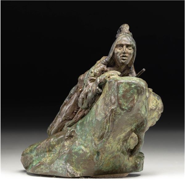 BRONZE "INDIAN SCOUT" BY CARL KAUBA.