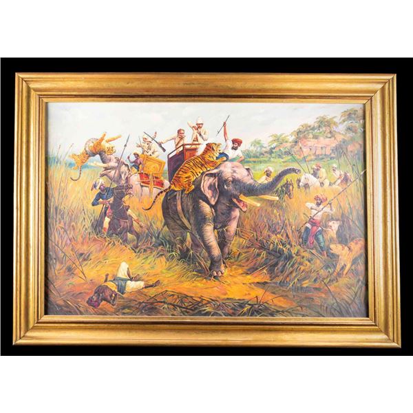 INDIAN SAFARI OIL PAINTING