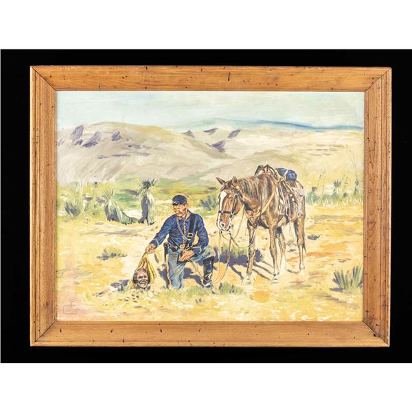 JOE GRANDEE OIL ON CANVAS PAINTING, CAVALRYMAN