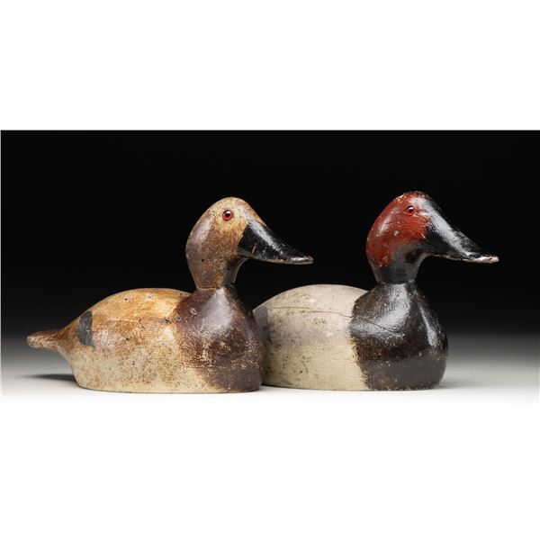 EVANS DECOY COMPANY, PAIR OF CANVASBACK DRAKE &