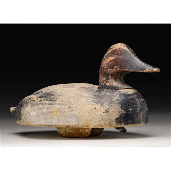 UNMARKED CANVASBACK DRAKE DECOY.