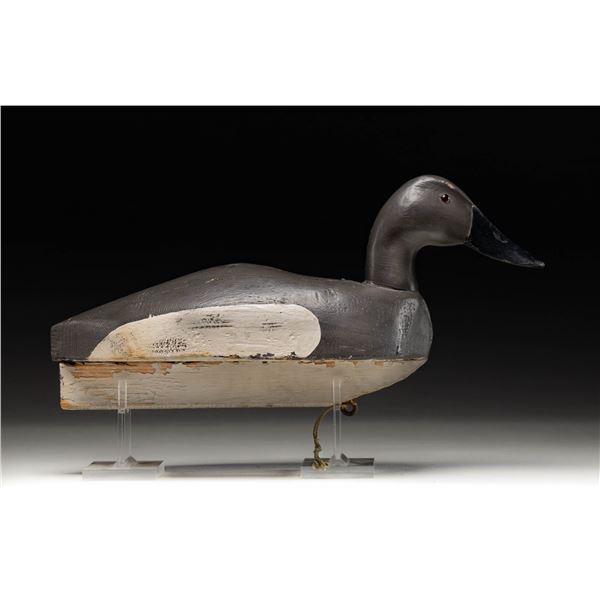 UNSIGNED CANVASBACK HEN DECOY.