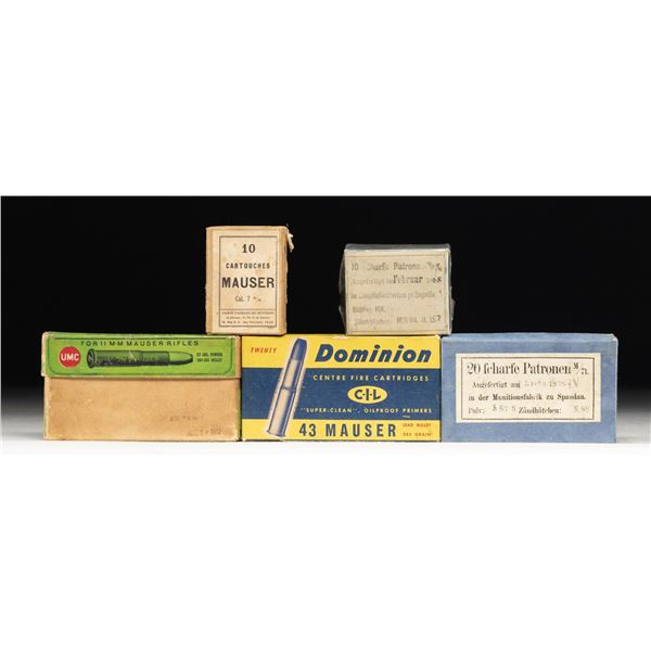 LOT OF ASSORTED VINTAGE MAUSER AMMUNITION.
