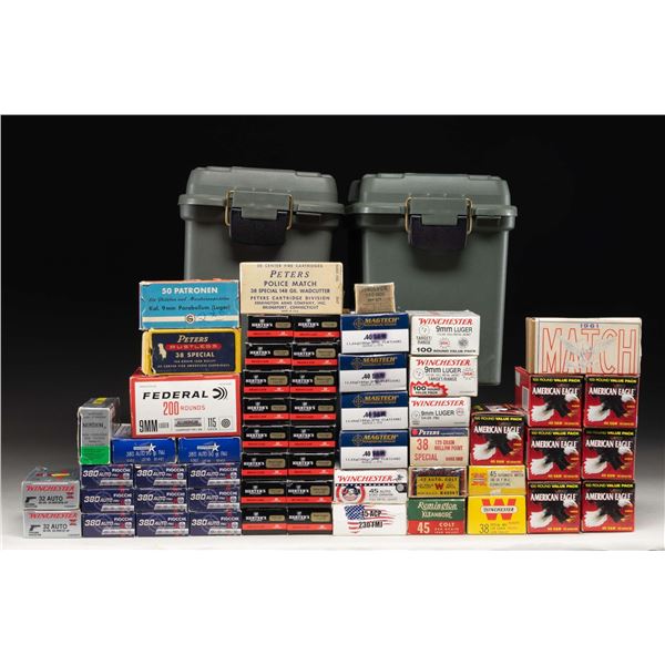 LARGE LOT OF ASSORTED PISTOL CALIBER AMMUNITION.