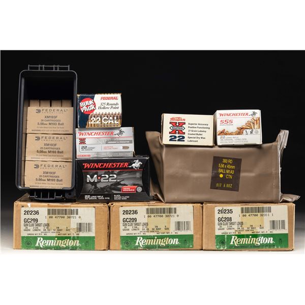 LOT OF ASSORTED .22 CALIBER, 5.56MM, & 20 GAUGE